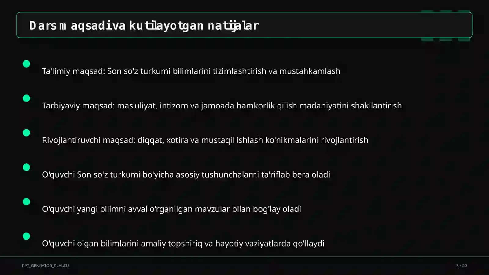 Ona tili va o'qish (1–4) - ochiq dars uchun 3