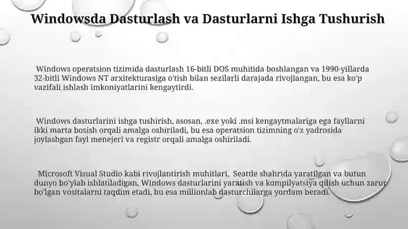 Windows operatsion tizim tarixi va unda ishlash asoslari 3