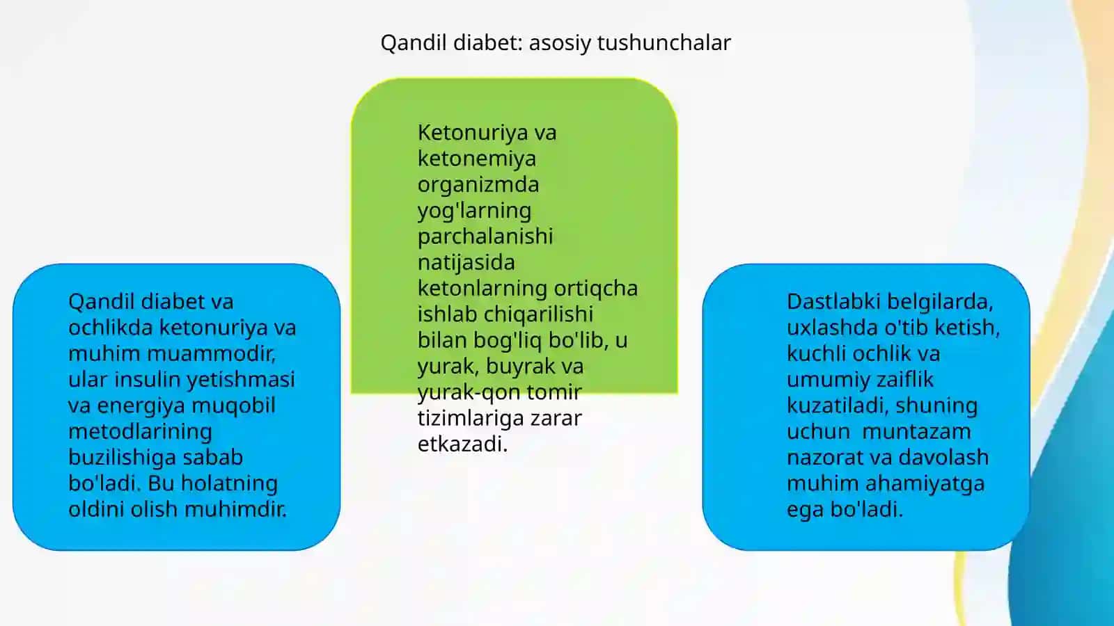Qandli diabet va ochlikda ketonuriya va ketonemiya 3