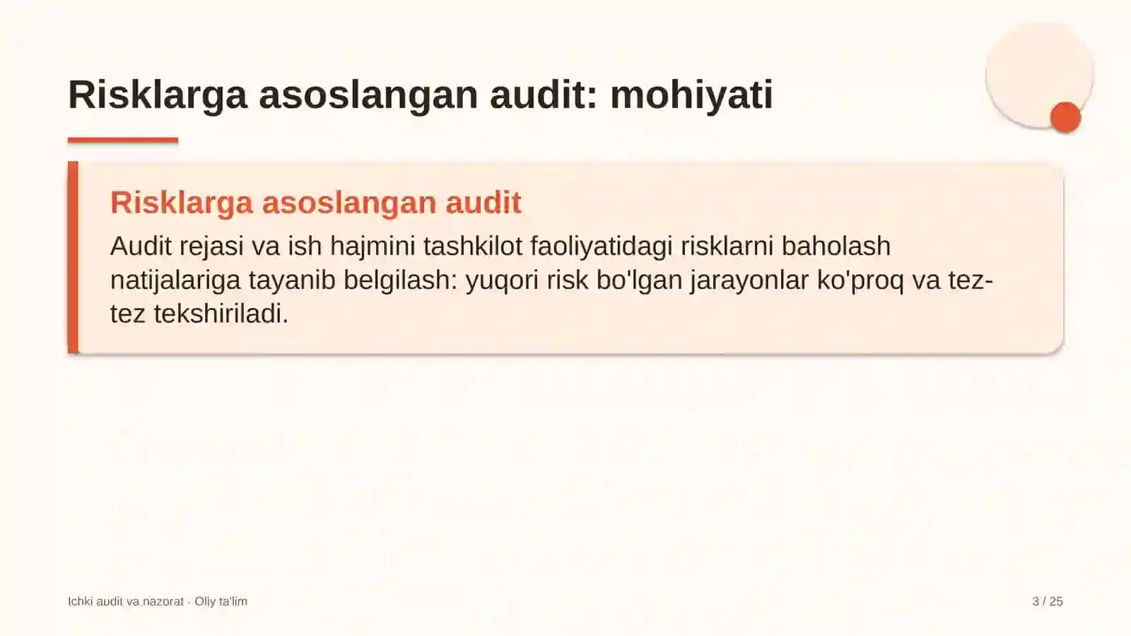 Fond birjasida risklarga asoslangan audit rejalashtirish 3