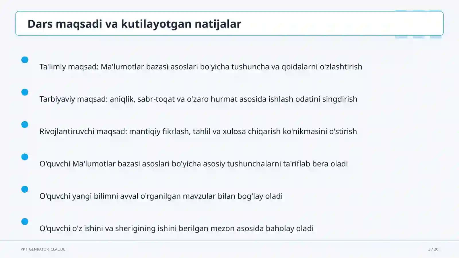 Ma'lumotlar bazasi asoslari (9-sinf) 3