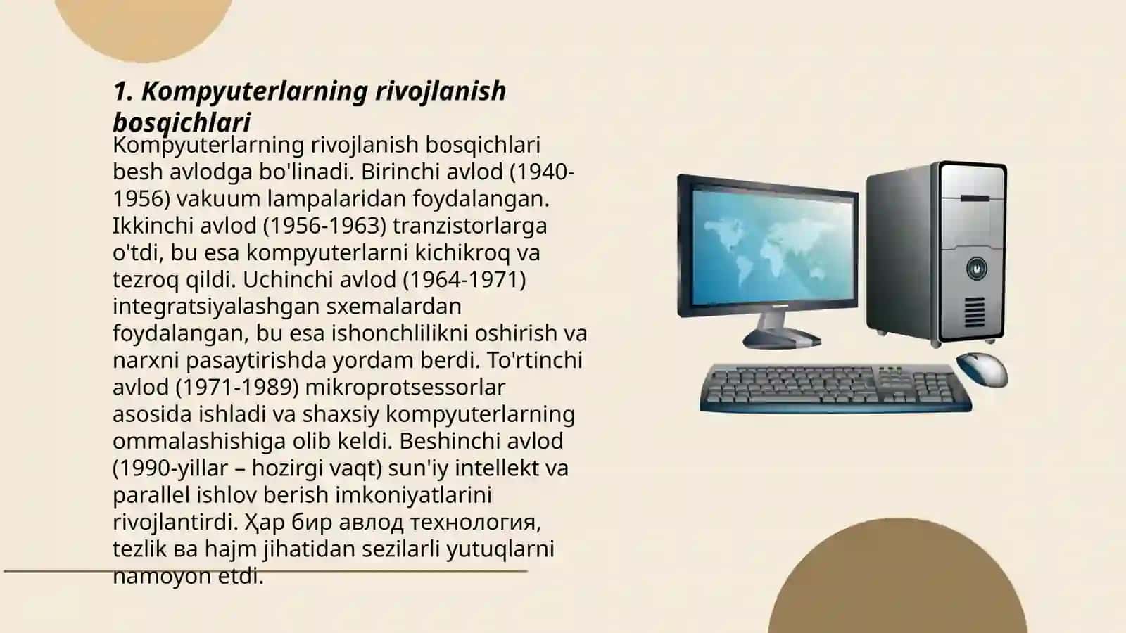 Zamonaviy kompyuter tarixi, ishlash prinsiplari va arxitekturasi 3