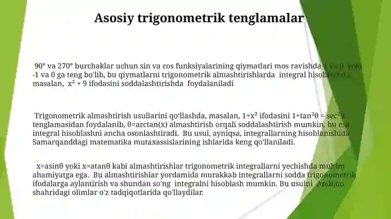 Trigonametrik almashtirishlar 3