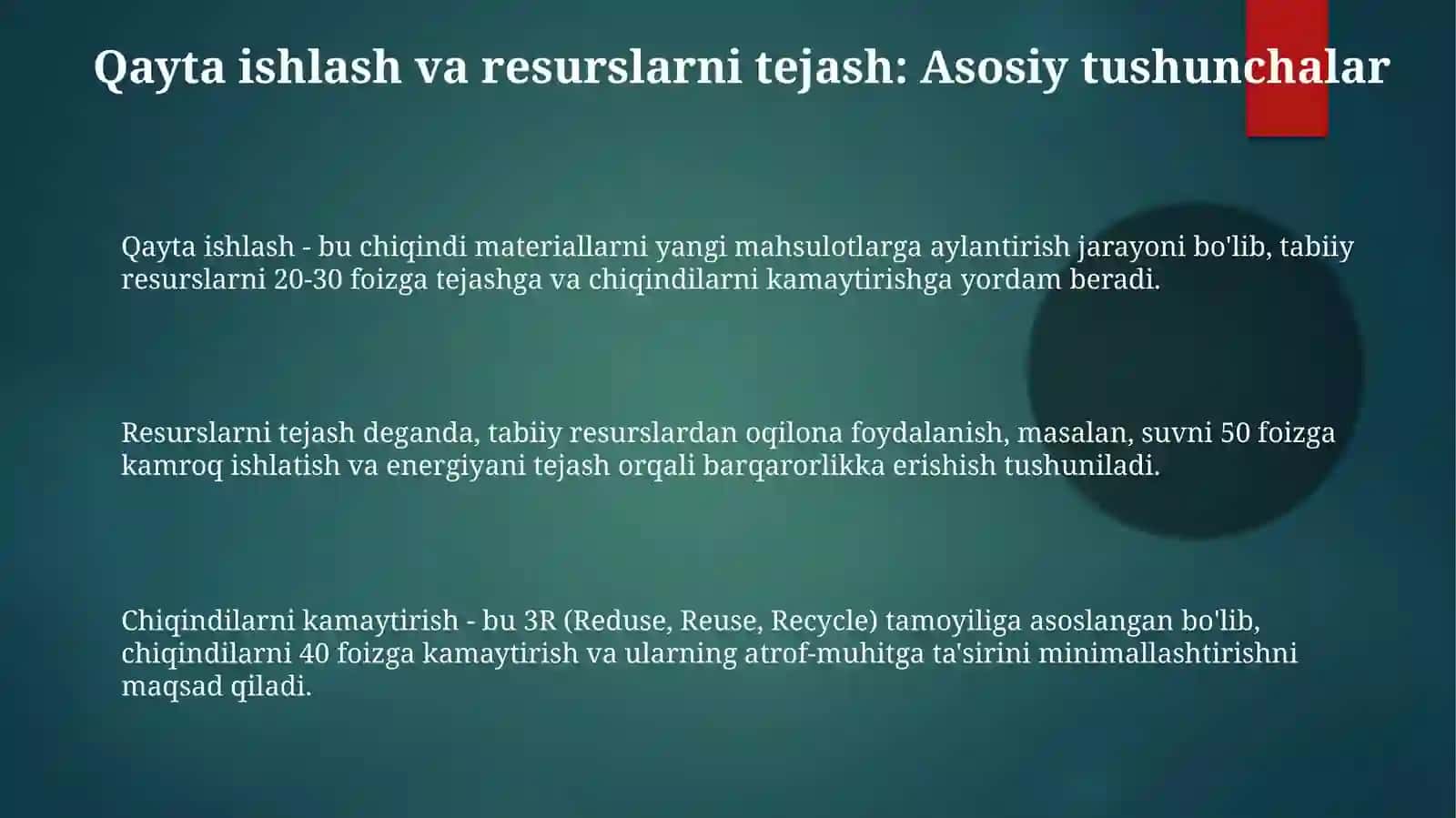 Qayta ishlash va resurs tejash 3