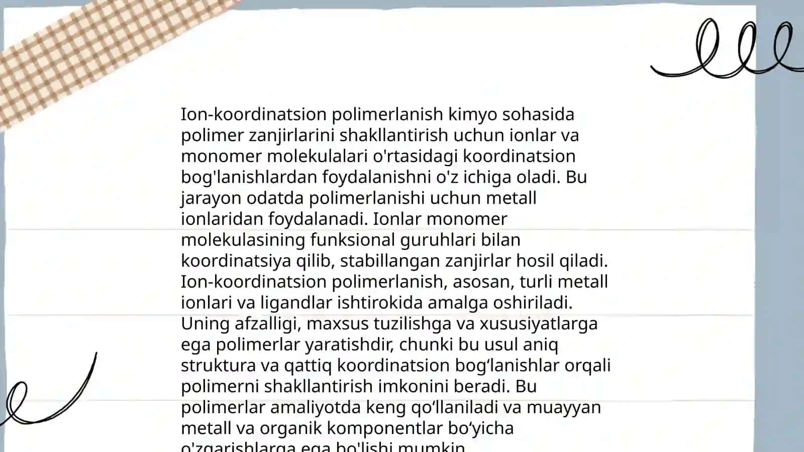 Ion-koordinatsion polimerlanishning afzalliklari 3