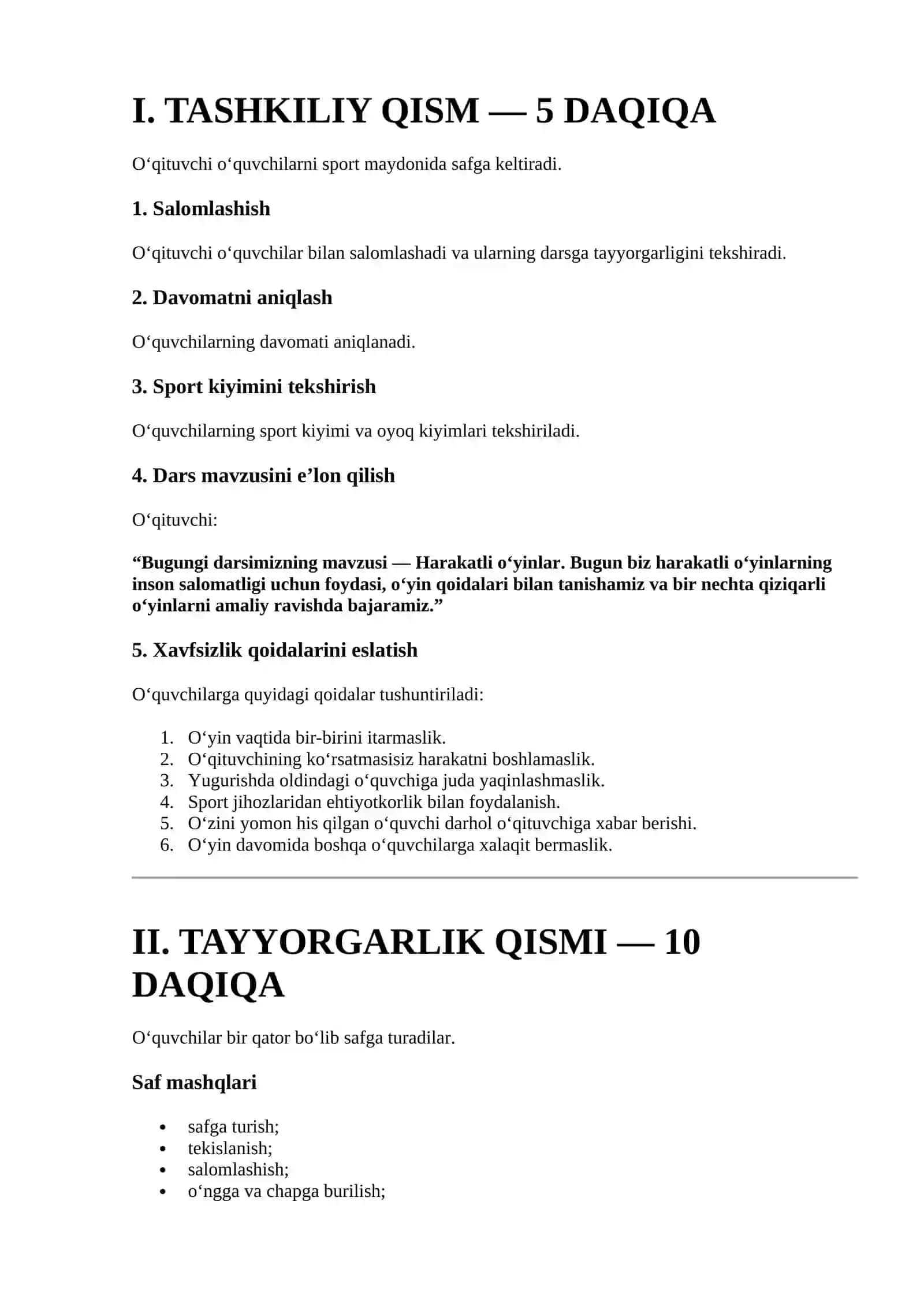 dars ishlanma harakatli o'yinlar 3