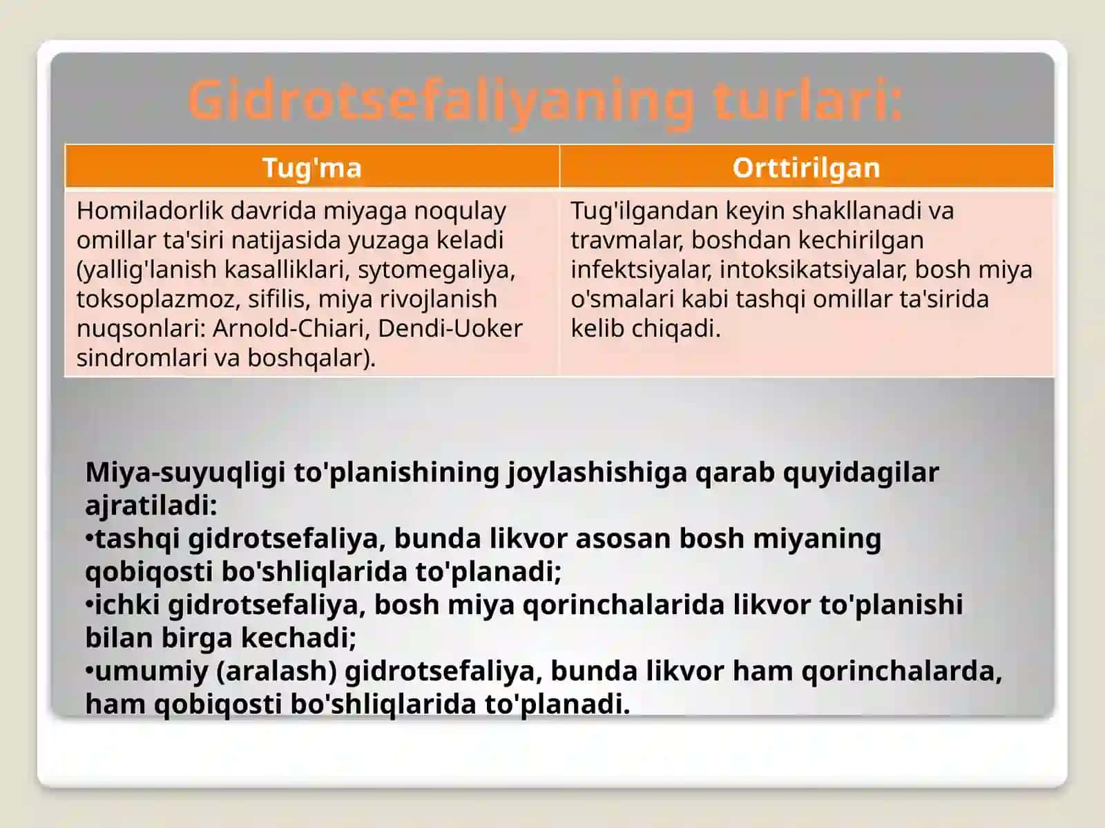 Gidrosefaliya (bosh miya istisqosi) diagnostikasi va klinikasi 3