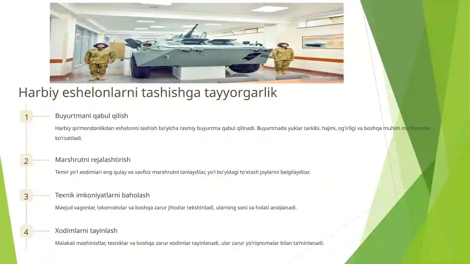 Maxsus tashishlar fanidan taqdimot ishi 3