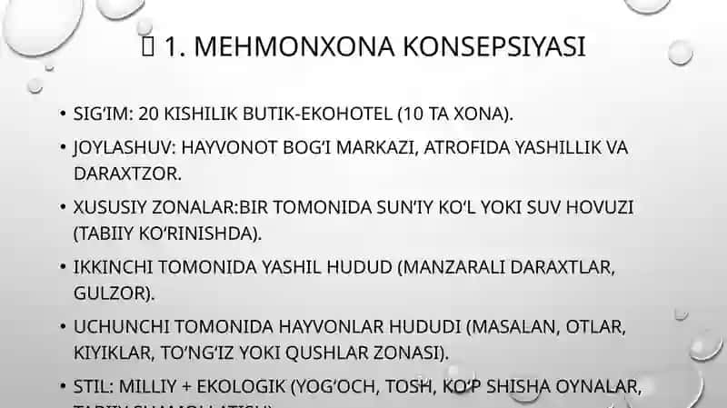 Hayvonot bog‘i ichida davlat-xususiy sherikchilik asosida ekologik mehmonxona – turizm, ta’lim va ekologiyani birlashtiruvchi innovatsion g‘oya 3