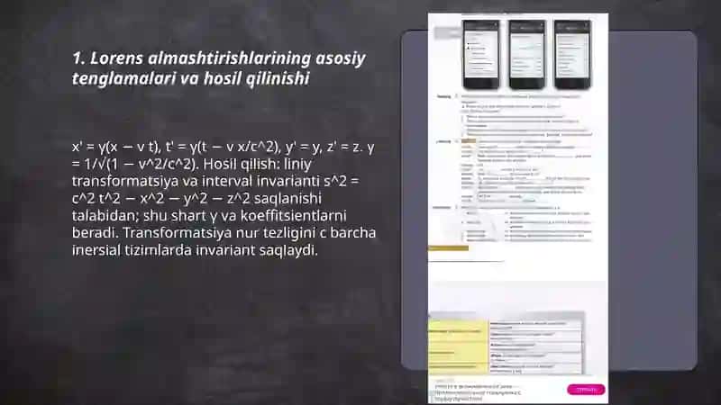 Lorens almashtirishlari va undan chiqadigan xulosalar 3