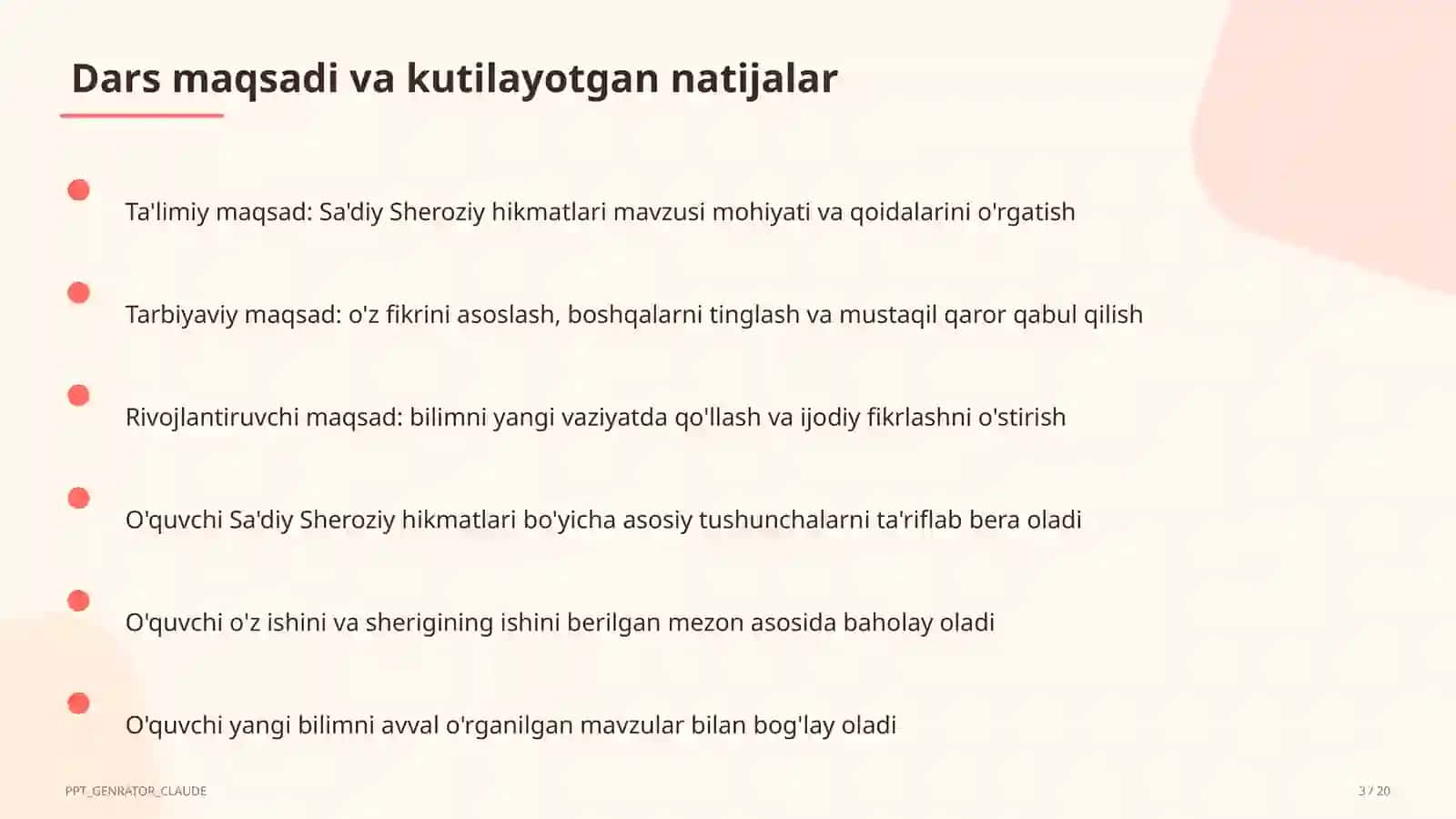 Sa'diy Sheroziy hikmatlari (6-sinf) 3