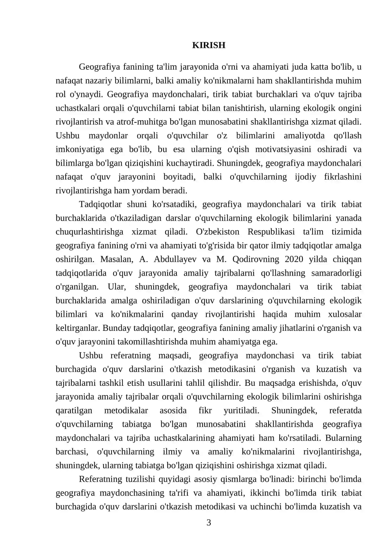 Geografiya Maydonchasi va O'quv Metodikasi 3