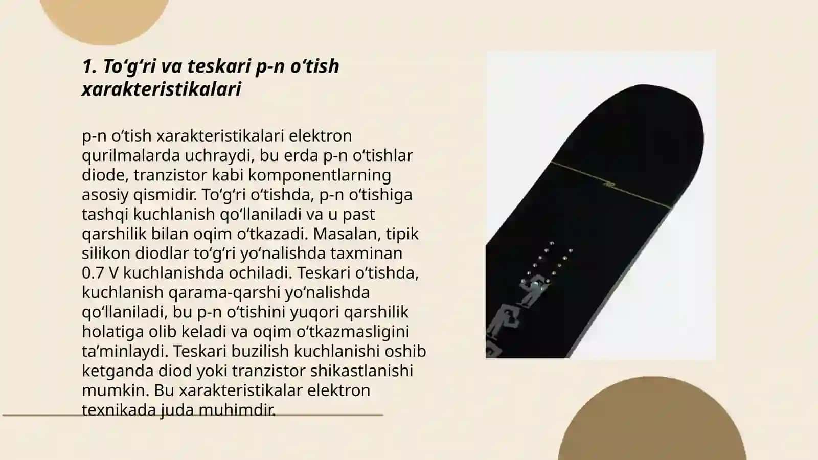To'g'ri va teskari p-n oʻtish tasvirlangan stend tayyorlash 3