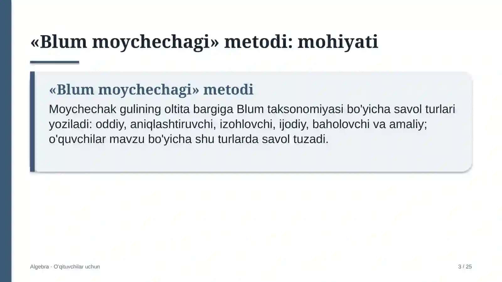 algebra darslarida blum moychechagi metodidan foydalanish 4861 3