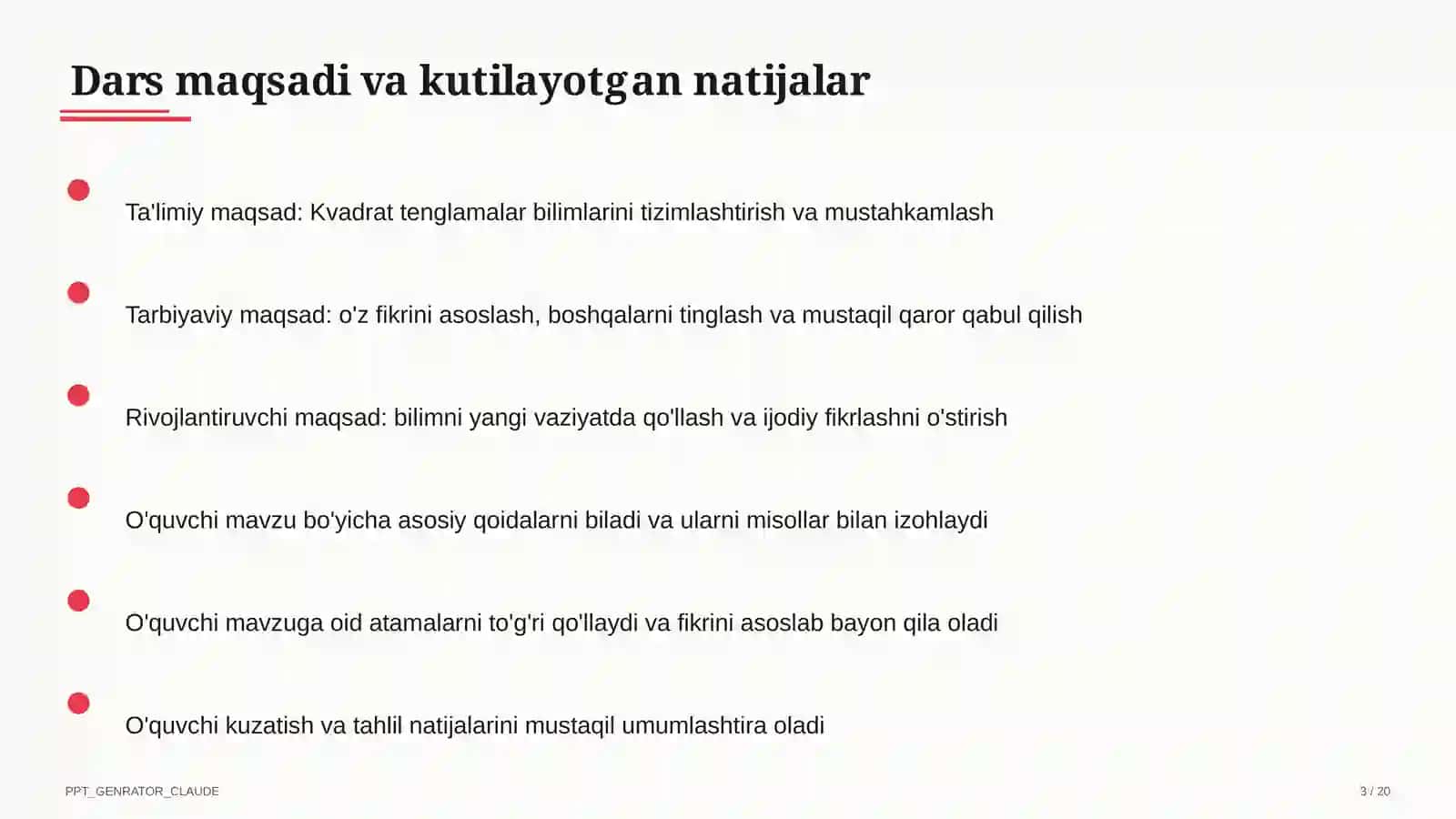 Kvadrat tenglamalar (8-sinf) 3
