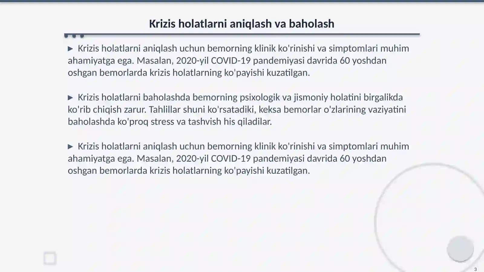Krizis holatlarni aniqlash va baholash 3