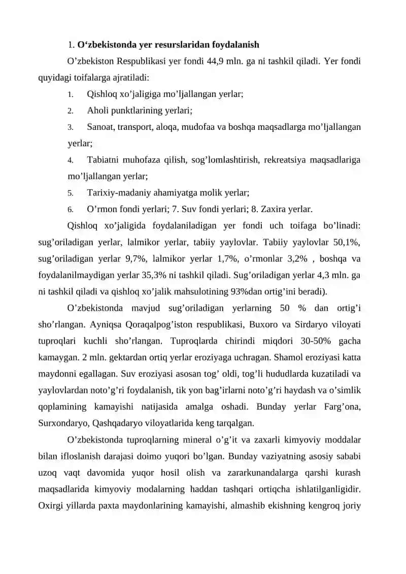 O‘zbekistonda yer-suv resurslaridan foydalanish 3