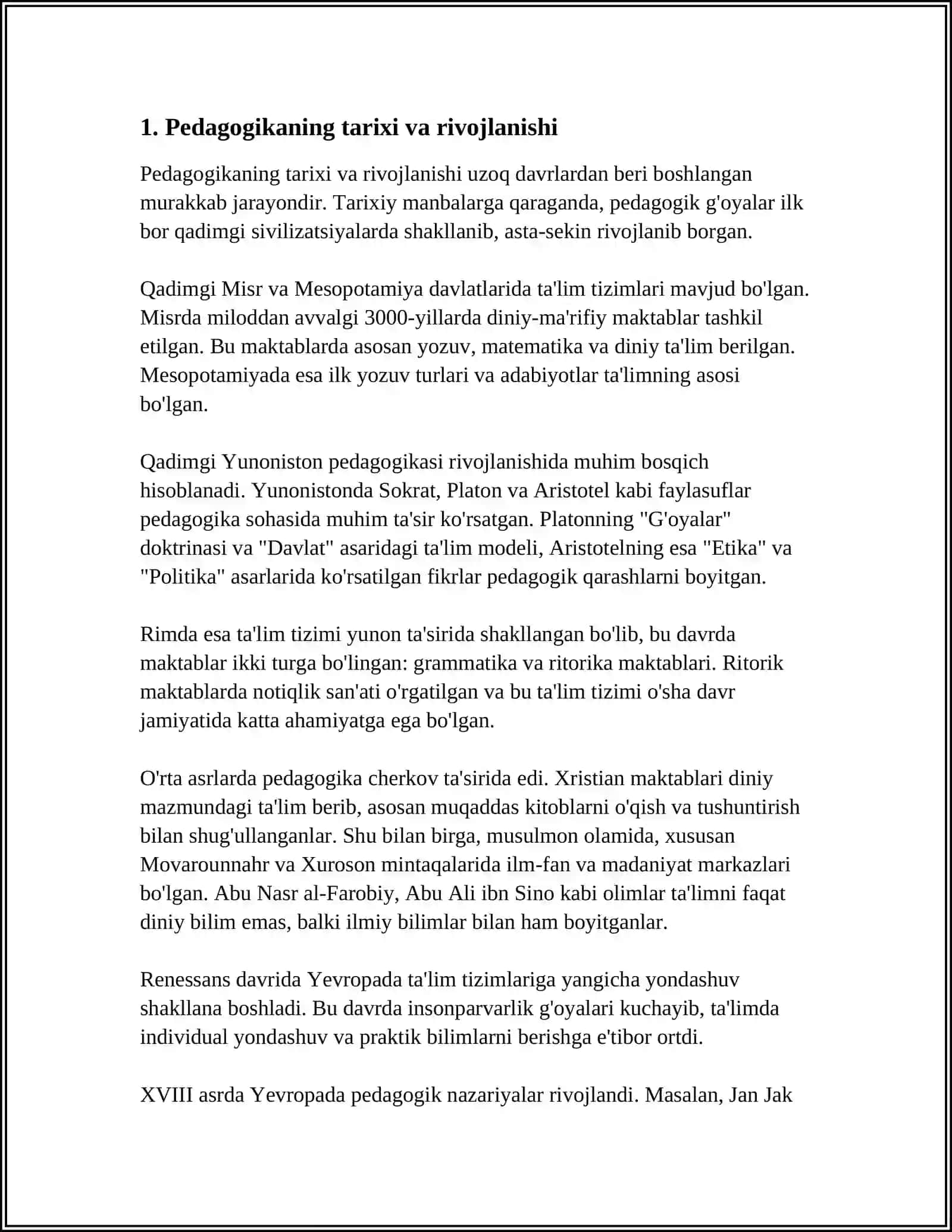 PEDAGOGIKANING PAYDO BO'LISHI HAQIDAGI FIKRLAR 3