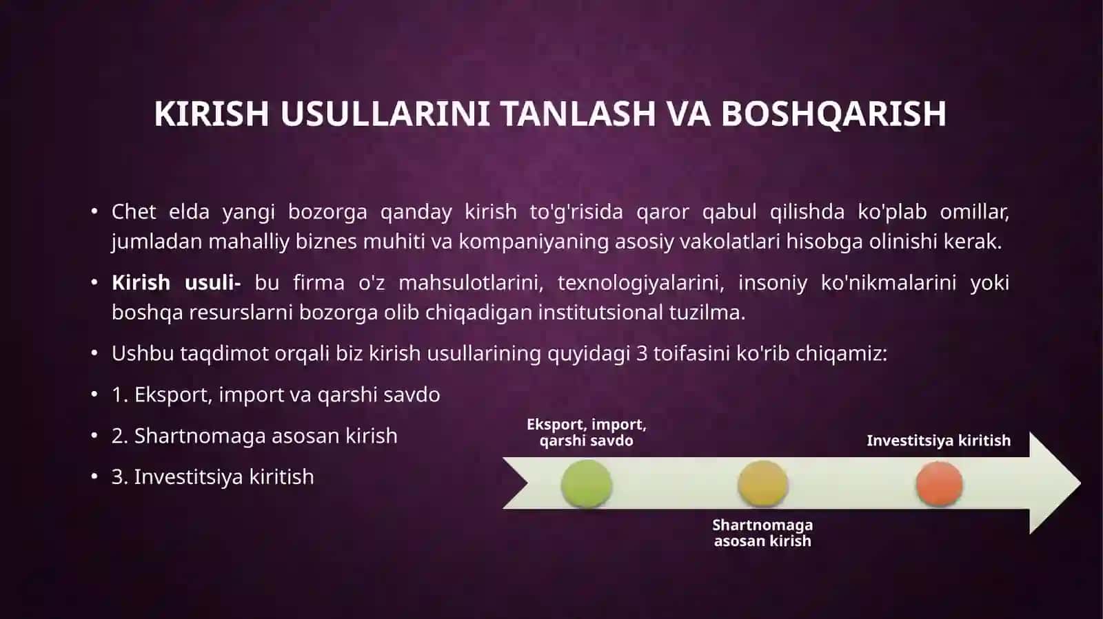 Kirish usullarini tanlash va boshqarish 3