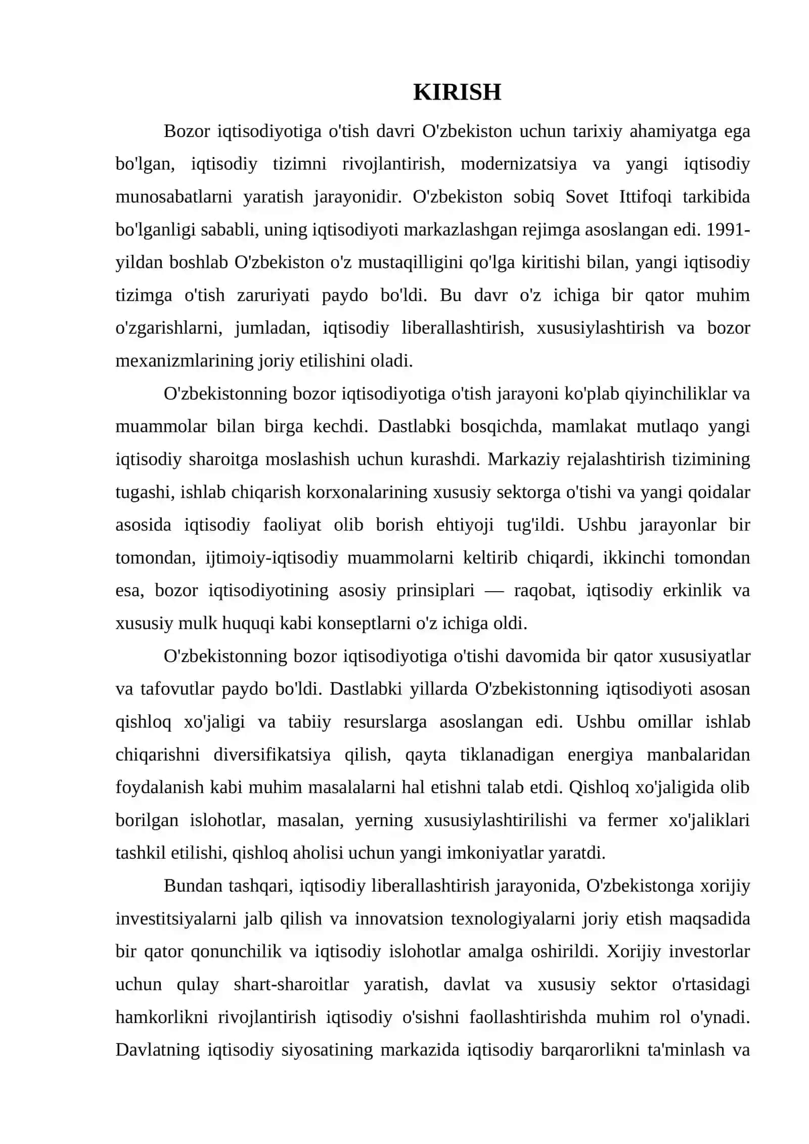BOZOR IQTISODIYOTIGA O’TISH DAVRI VA UNING O'ZBEKISTONDAGI XUSUSIYATLARI 3