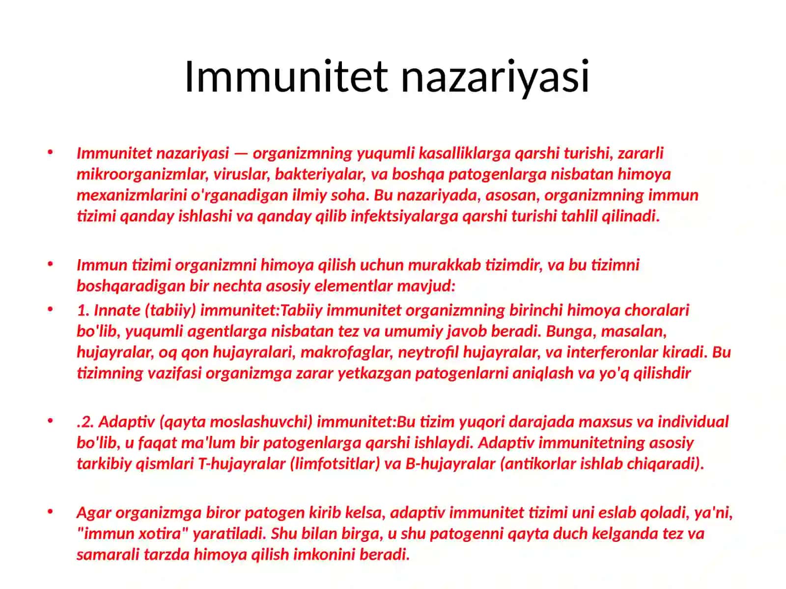 Immunitet tushunchasi. Yuqori nafas yo'qlari anatomiya va fiziologiyasi mavzusida 3