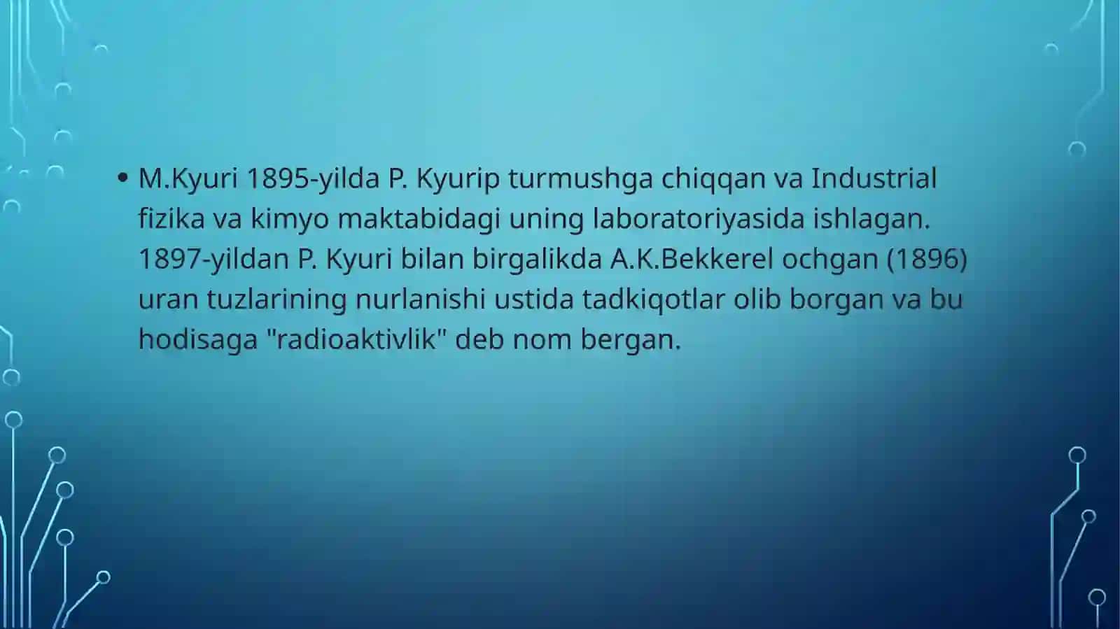 M.Kyurinning  kimyoviy  kashfiyoti 3