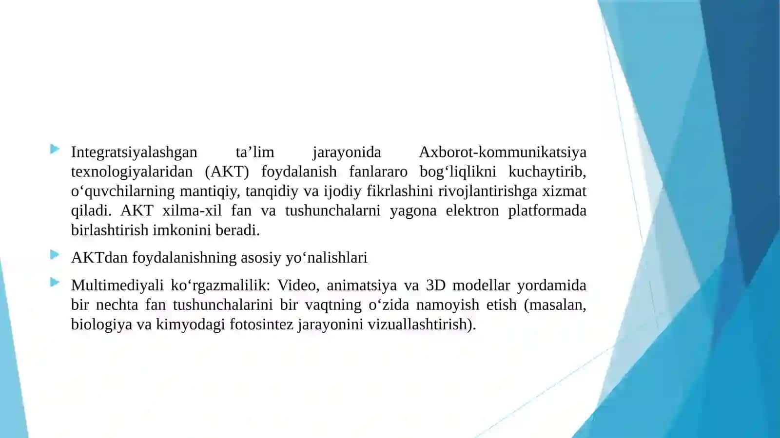 INTEGRATSIYALASHGAN TAʼLIMDA АKТ DAN FOYDALANISH. 3