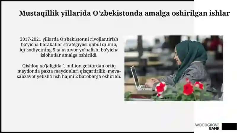 O'zbekistondamustaqillikdanso'ngolibborilganishlar 3