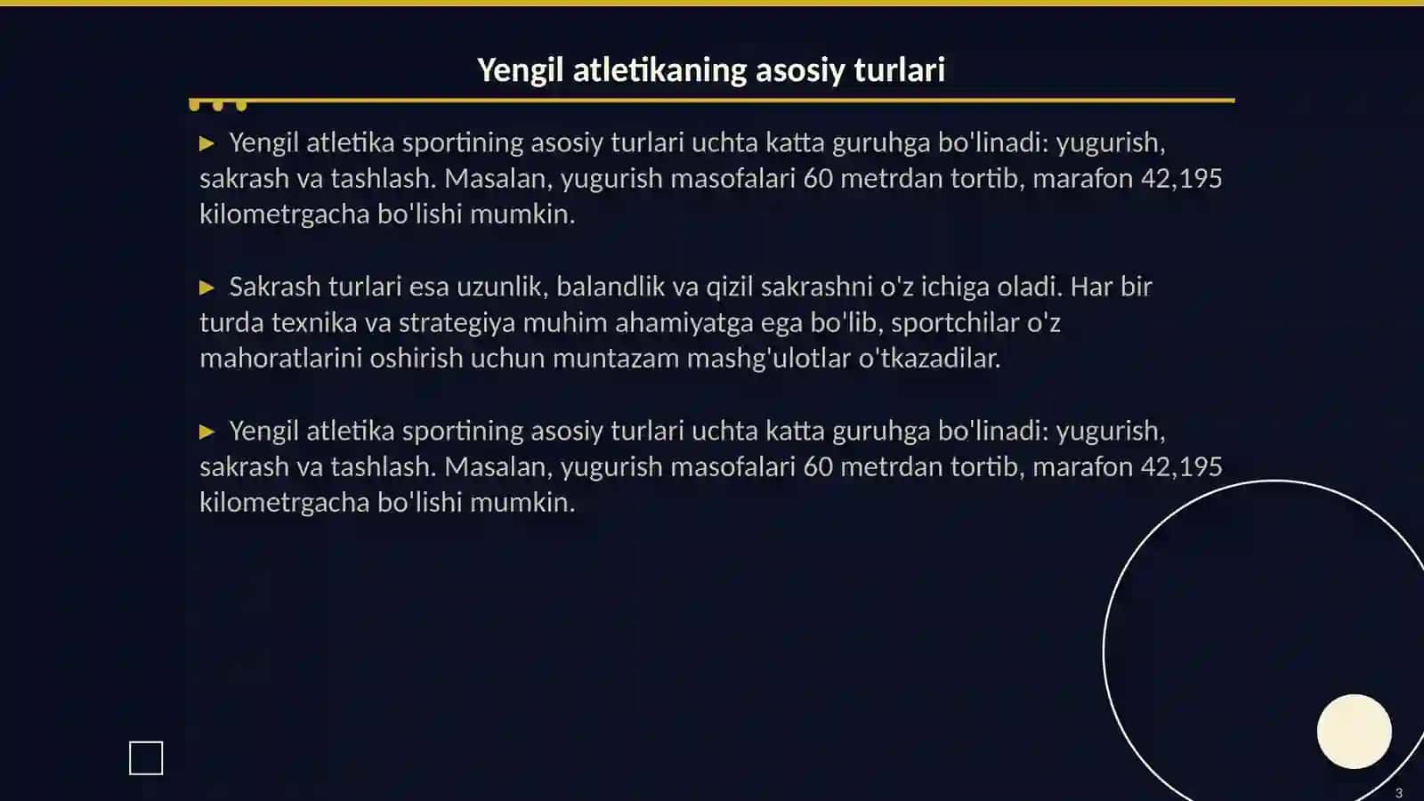 Yengil atletika darslarni tashkil etish va õtkazish 3