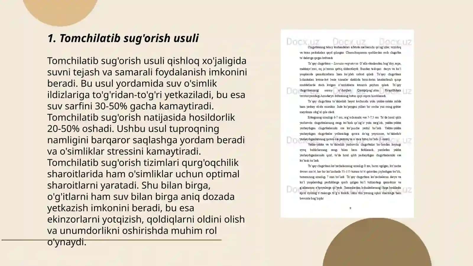 Suv taqchil sharoitlarda qishloq xo'jalik ekinlarini sug'orishda suvdan tejamli foydalanish usullari (g'o'za, bug'doy, sholi, makkajo'xori va poliz ekinlari misolida) 3