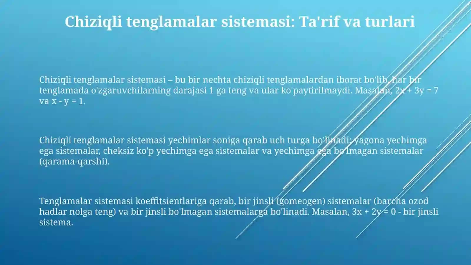 Chiziqli tenglamalar sistemasi va ularni yechish usullari 3