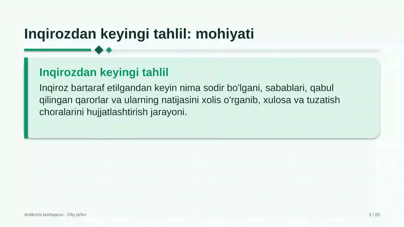 energetika ta'mirlash korxonalarida inqirozdan keyingi tahlilni o'tkazish 2347 3
