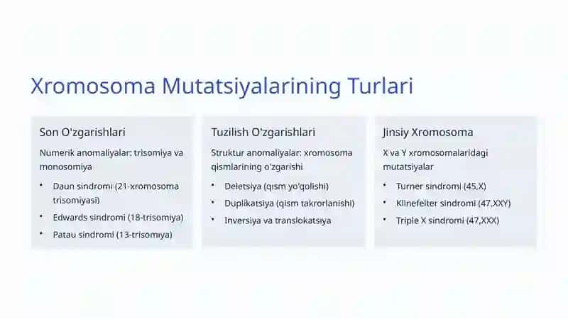 Xromosoma Mutatsiyalari: Genetik Anomaliyalar va Ularning Ta'siri 3