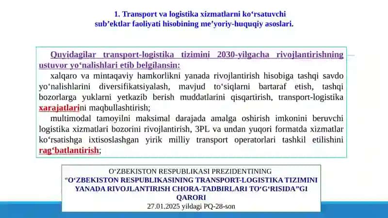 Transportva logistika xizmatlarni ko‘rsatuvchi sub’ektlarda buxgalteriya hisobi 3
