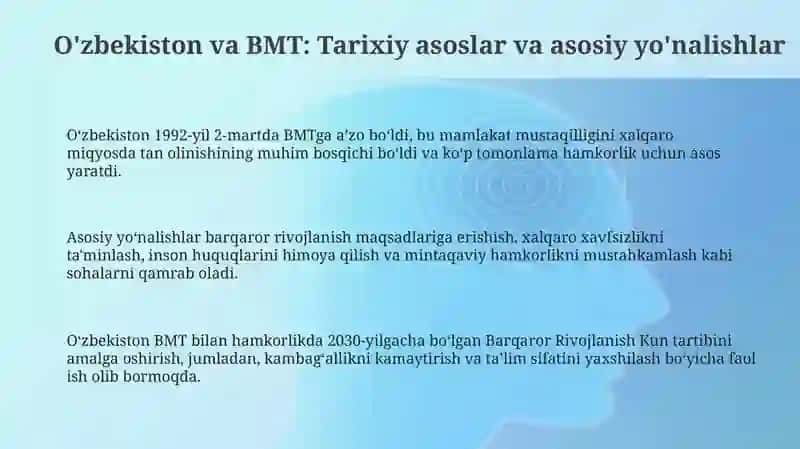 Oʻzbekistonning BMT bilan hamkorlik aloqalari 3