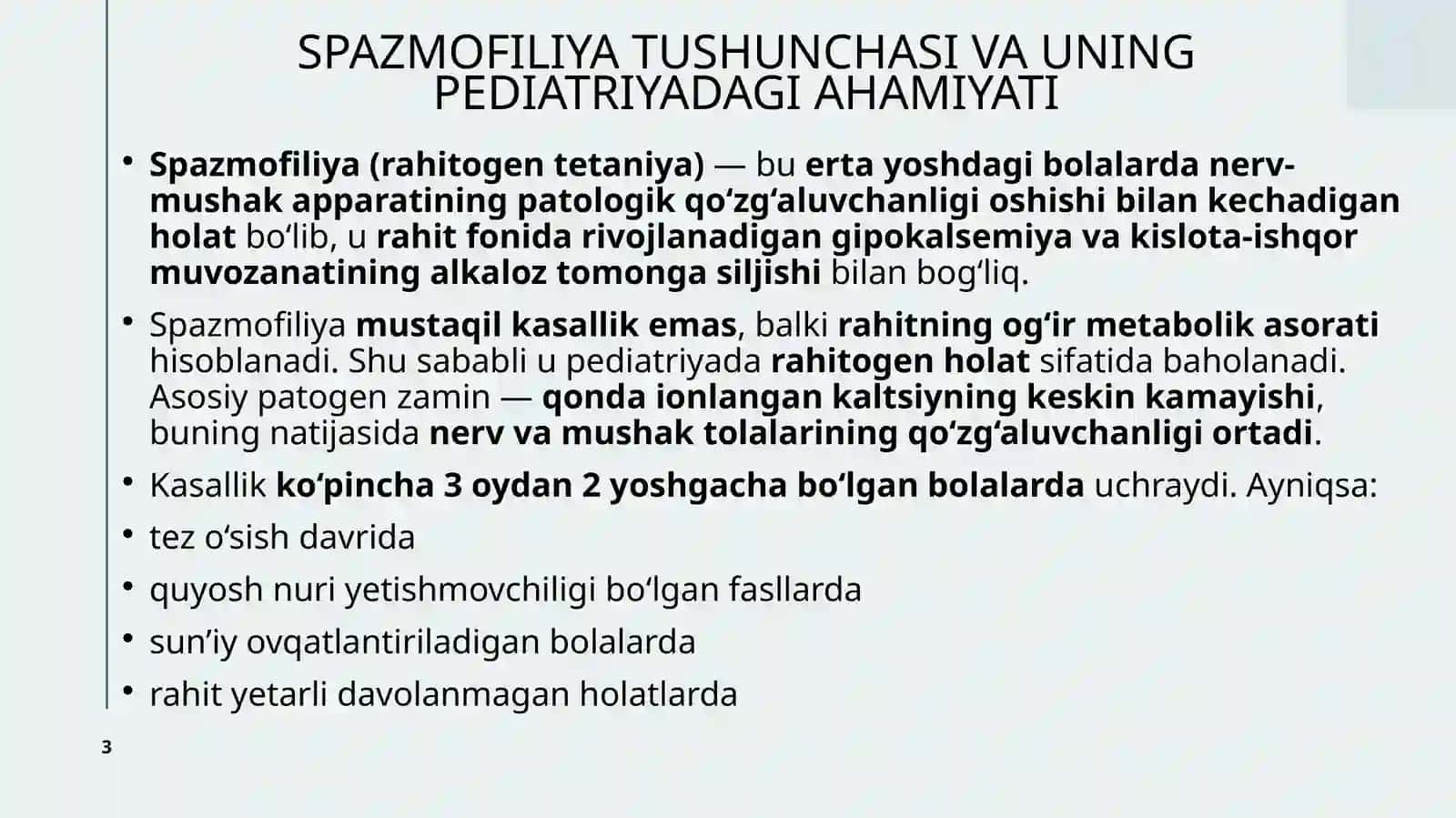 Spazmofiliya Tushunchasi va uning pediatriyadagi ahamiyati 3