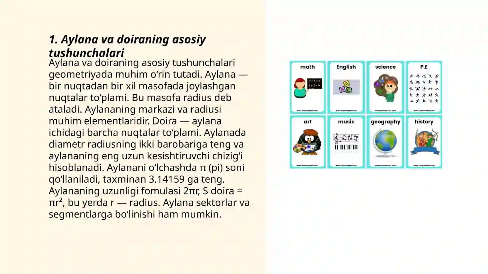 Boshlang'ich sinflarda aylana va doira mavzusi 3