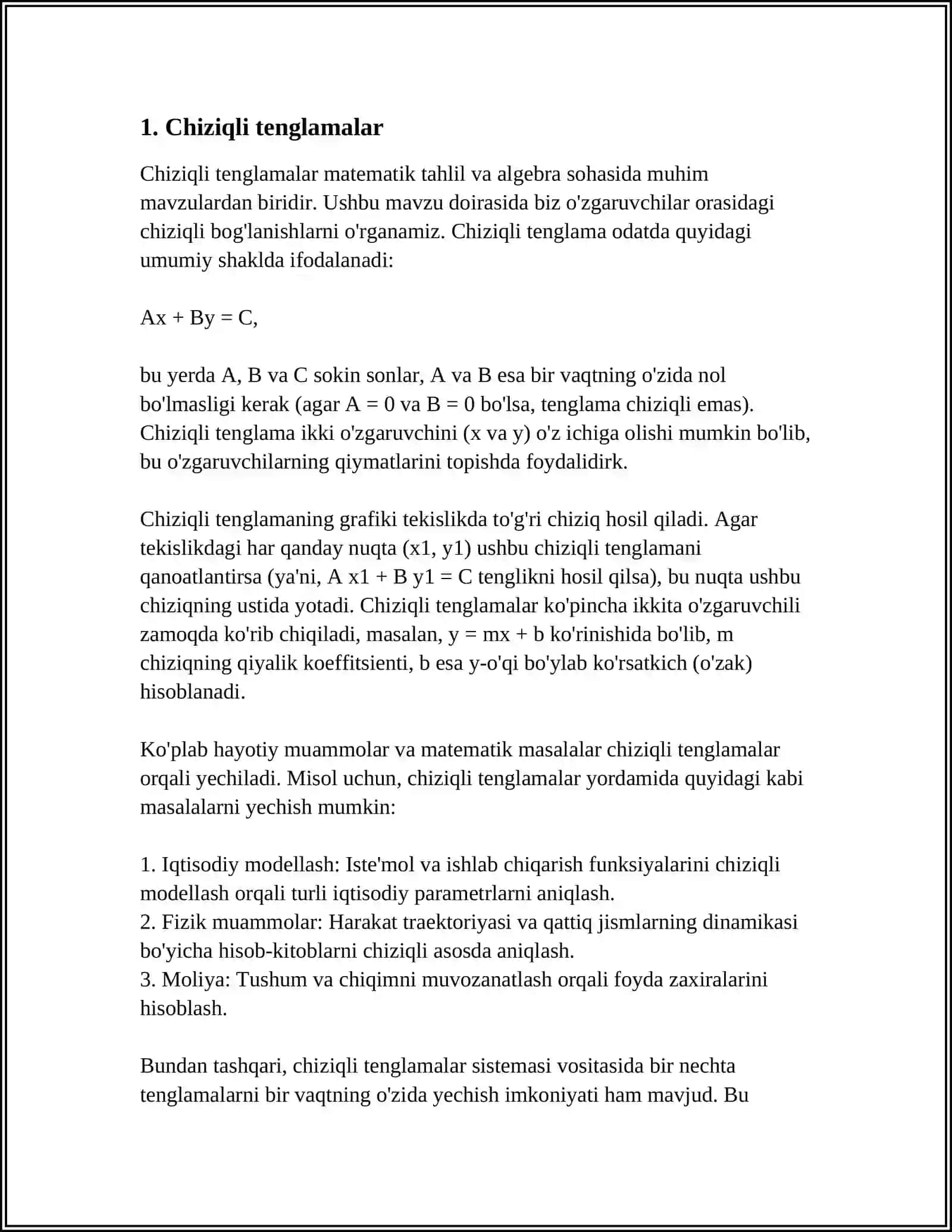CHIZIQLI ALGORITM 3