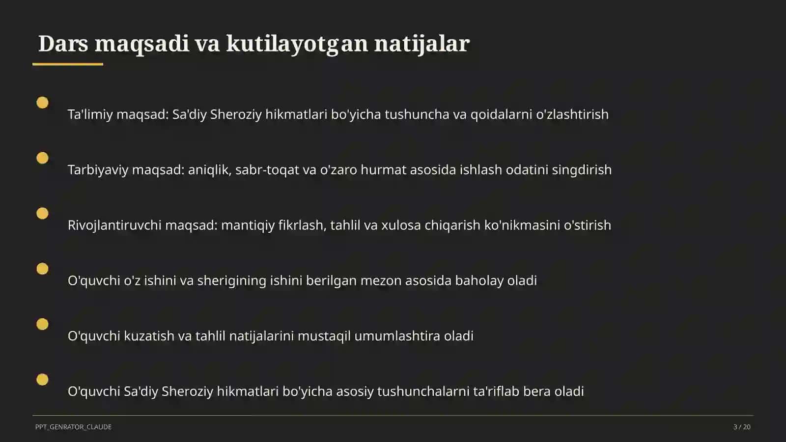 Sa'diy Sheroziy hikmatlari (6-sinf) 3