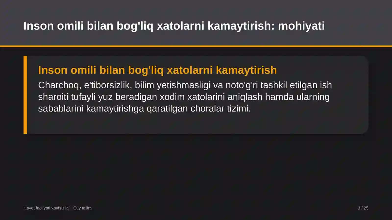 Loyiha institutlarida inson omili bilan bog'liq xatolarni kamaytirish 3