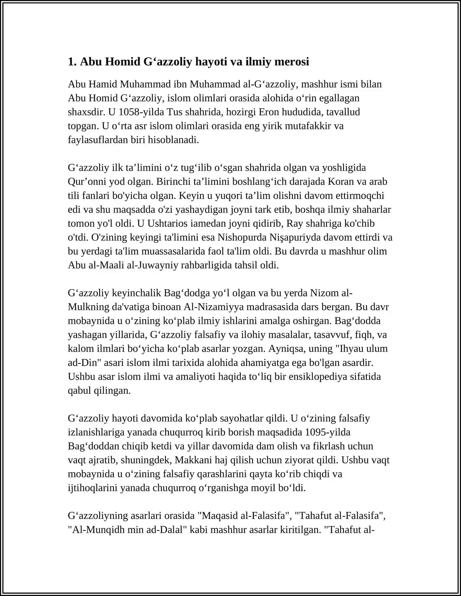 ABU HOMID GʻAZZOLIYNING "MUKOSHAFATUL QILIB" ASARI 3