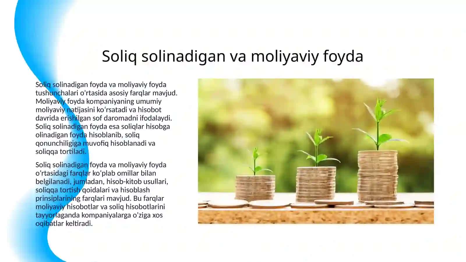 MOLIYAVIY VA SOLIQ HISOBIDA SOLIQ SOLINADIGAN FOYDADAGI FARQLAR 3