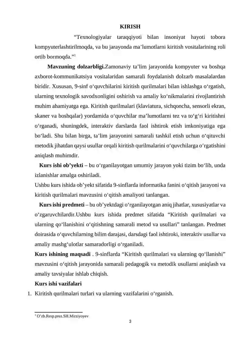 9-sinflarda “Kiritish qurilmalari va ularning qo‘llanishi” mavzusini o‘qitishning samarali usullari 3