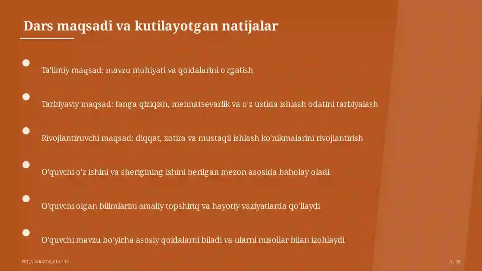 Dars rejasi 3