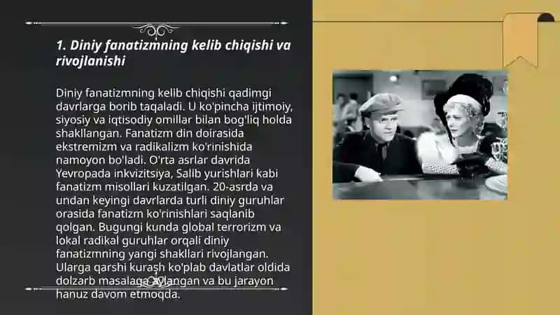 Diniy fanatizm, ekstremizm, fundamentalizm, terrorizmning tarixi va ularning hozirgi davrda xavfsizlikka tahdidi 3