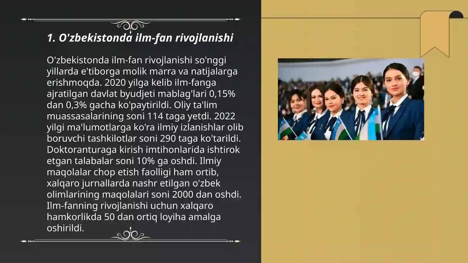 O'zbekiston ilm fan va yoshlar siyosatiga e'tibor 3