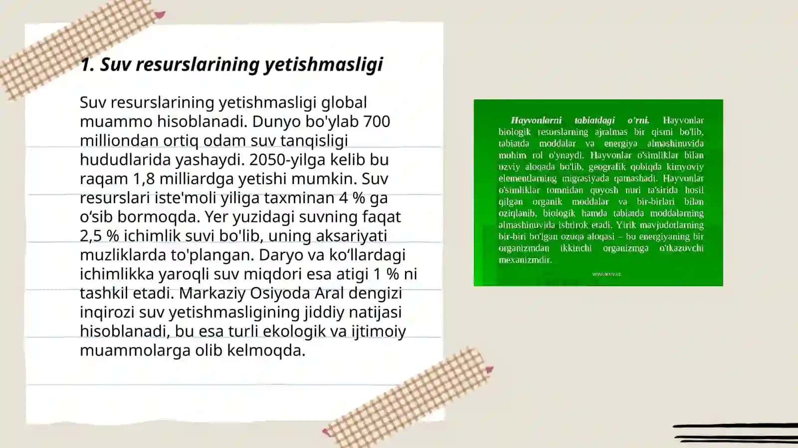 O'zbekistonda suv resurslaridan foydalanishda yuzaga kelayotgan muammolar 3
