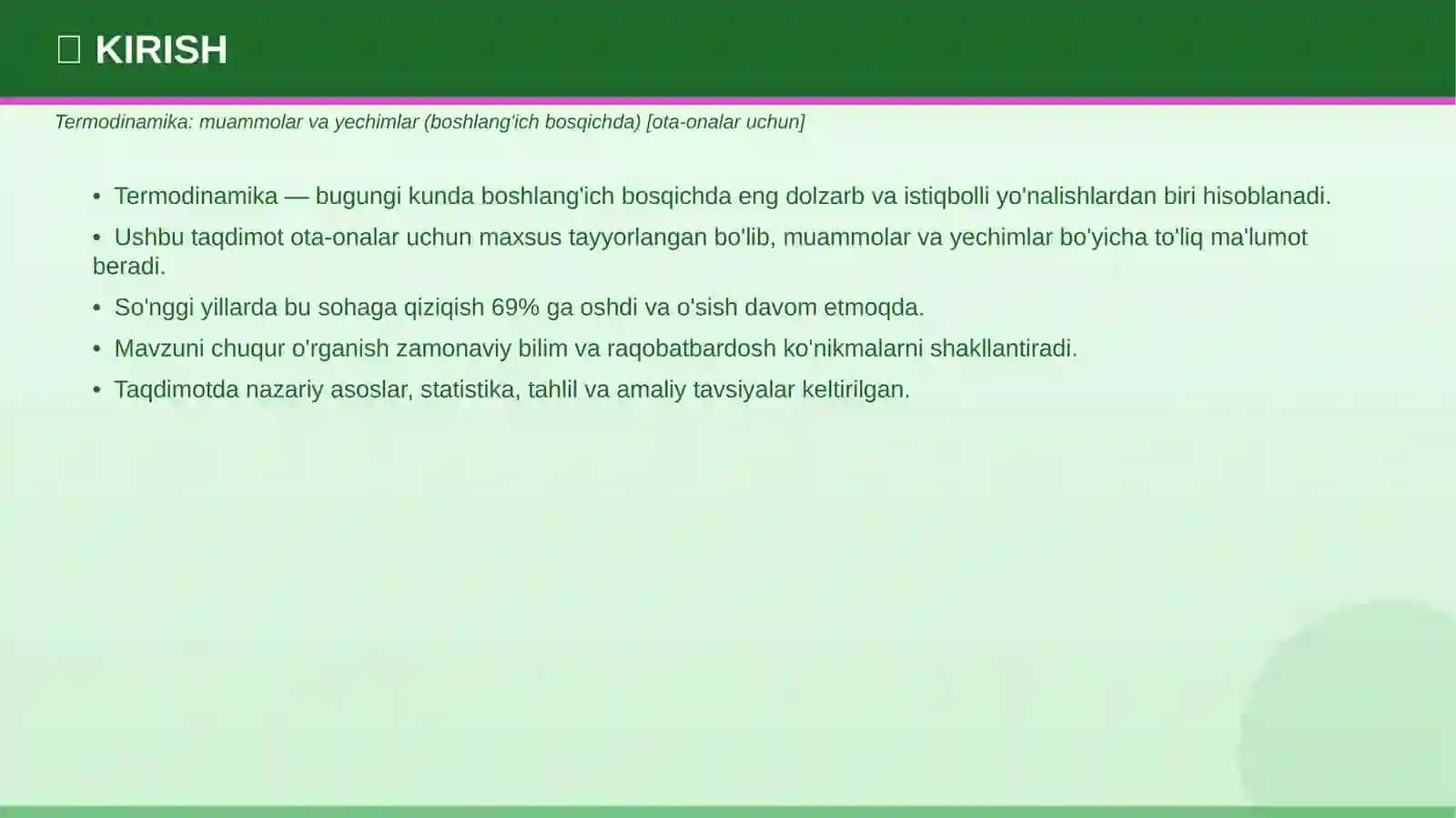 TERMODINAMIKA Muammolar va yechimlar 3
