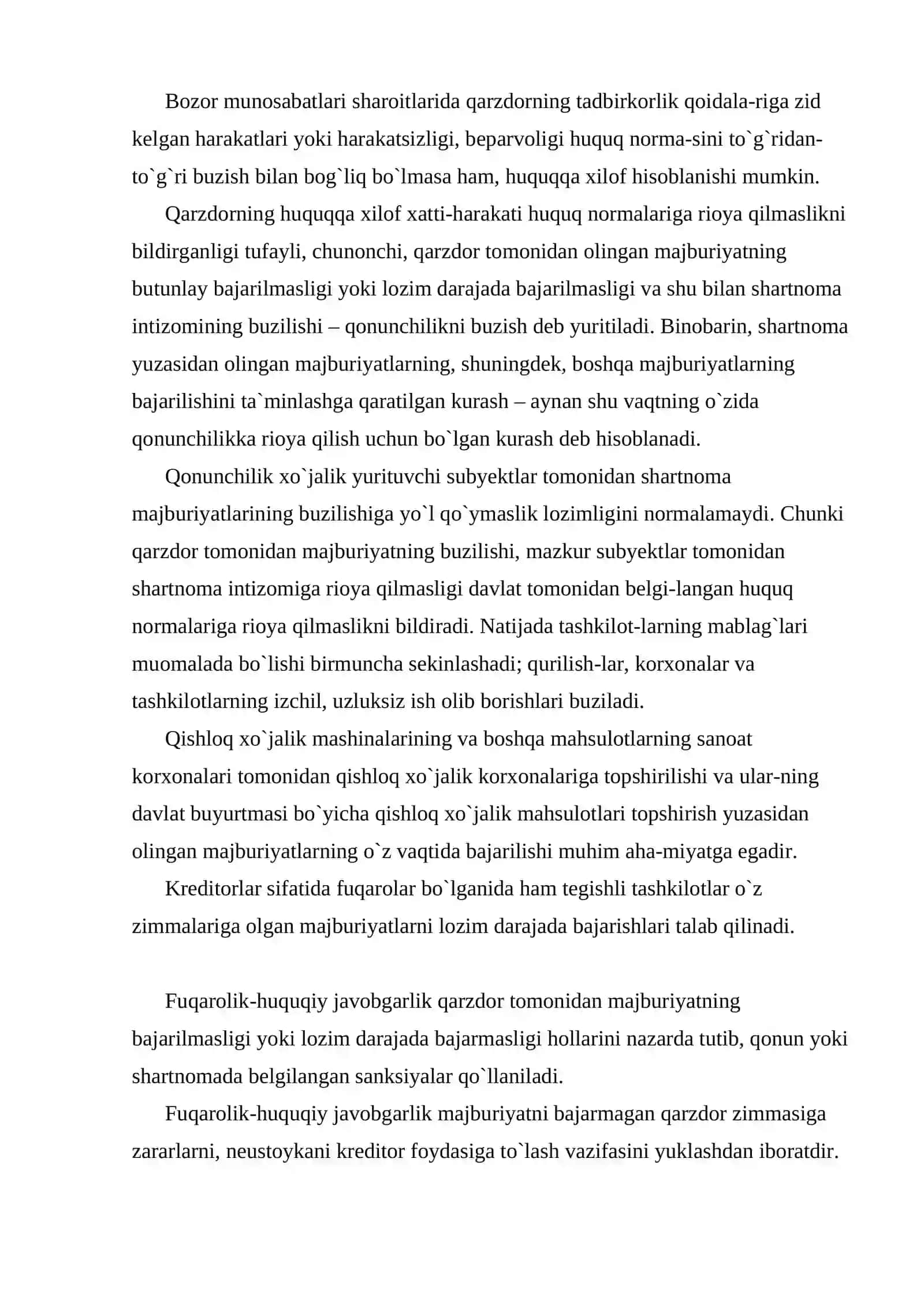 Majburyatlarning buzilishi va buning uchun javobgarlik mustaqil ish 3
