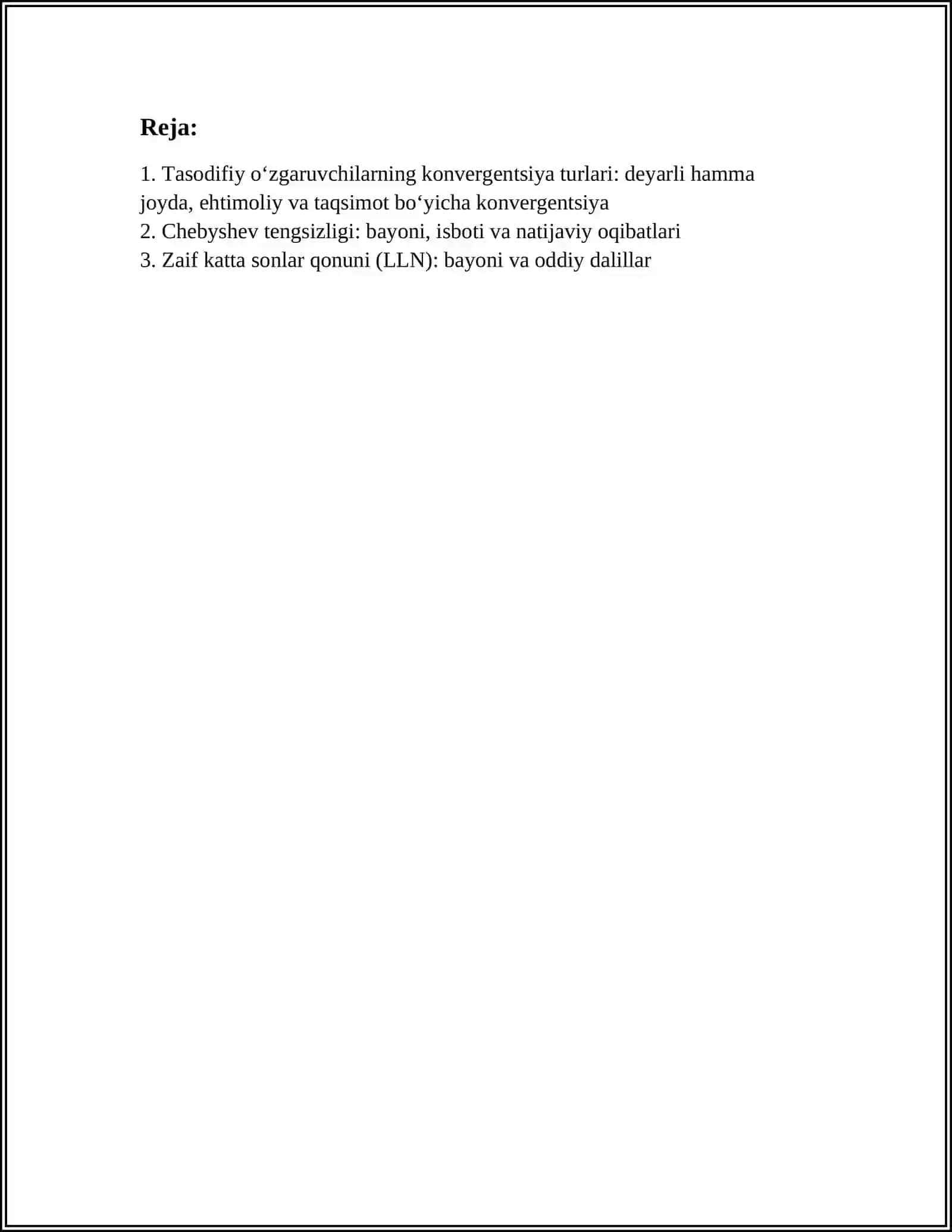 EHTIMOLLAR NAZARIYASINING LIMIT TEOREMALARI 3